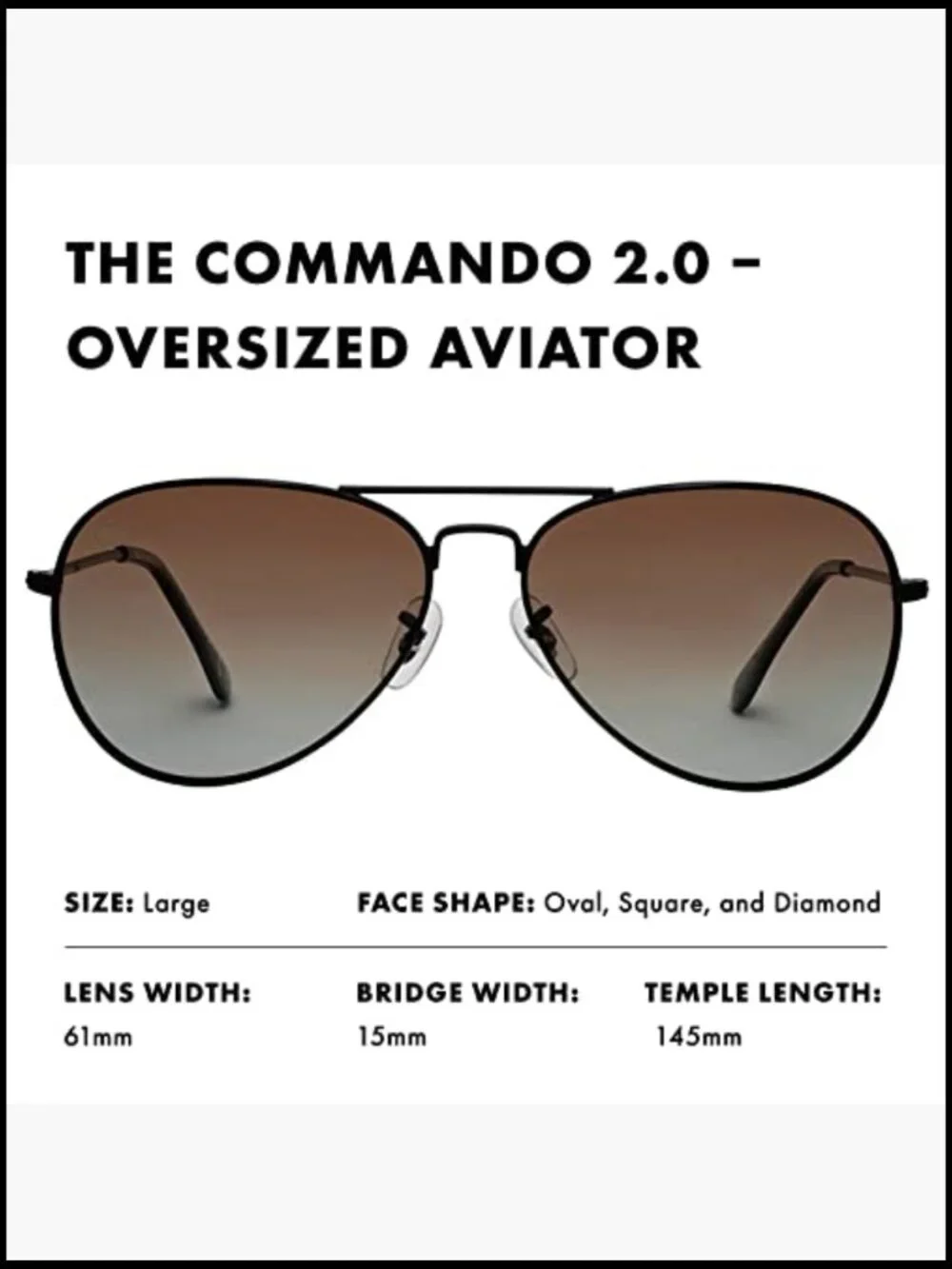 Oversized Aviator Polarized Sunglasses, UV Protection, Stainless Steel